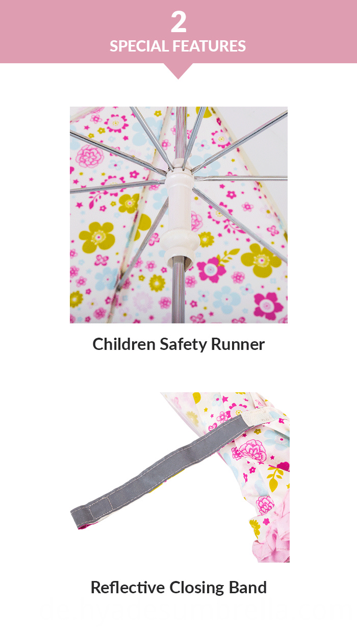 Rüschen-Spitze scherzt Sicherheits-offenen Regenschirm Ruffle Lace Kids Safety Open Umbrella